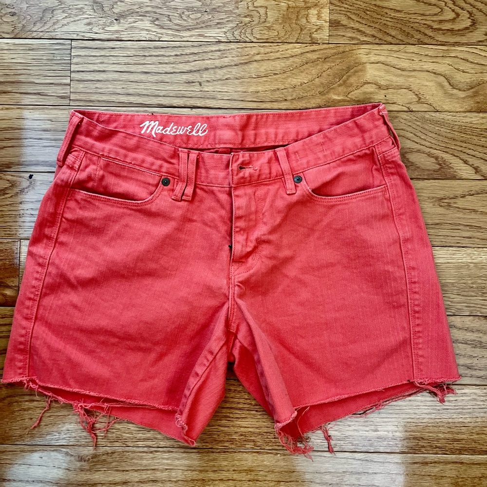 Madewell Bright Orange/Red Jean Shorts size 28